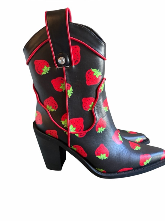 Dolls Kill Shoes - Dolls Kill x Strawberry Shortcake Black Meadow Greeting Cowboy Boots Size 8
